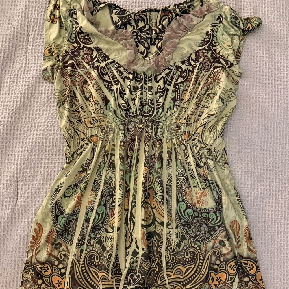 Apt. 9 Green Paisley Print Short Sleeve Tunic